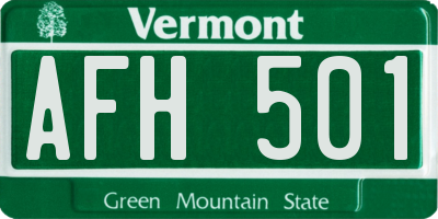 VT license plate AFH501
