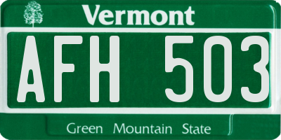 VT license plate AFH503