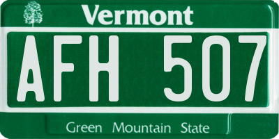 VT license plate AFH507