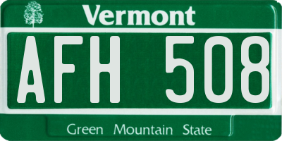 VT license plate AFH508
