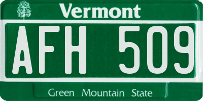 VT license plate AFH509