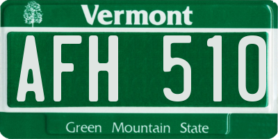 VT license plate AFH510