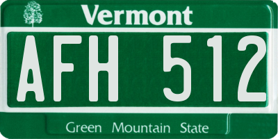 VT license plate AFH512