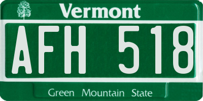 VT license plate AFH518