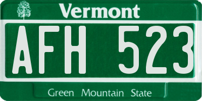 VT license plate AFH523