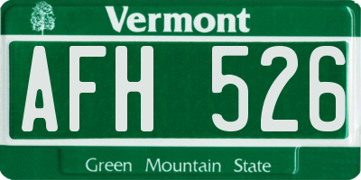 VT license plate AFH526