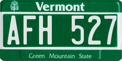 VT license plate AFH527