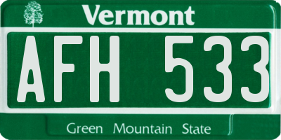 VT license plate AFH533