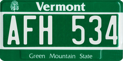 VT license plate AFH534