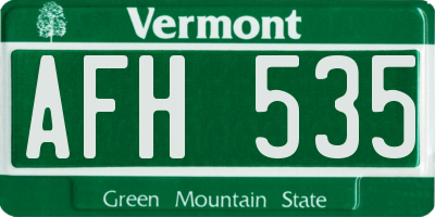 VT license plate AFH535