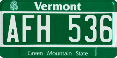 VT license plate AFH536