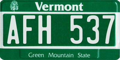 VT license plate AFH537