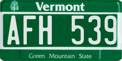 VT license plate AFH539