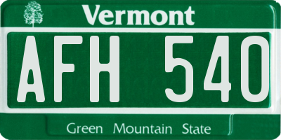 VT license plate AFH540