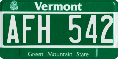 VT license plate AFH542