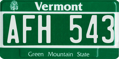 VT license plate AFH543