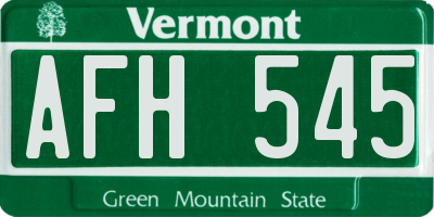 VT license plate AFH545