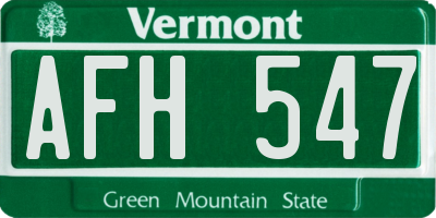 VT license plate AFH547