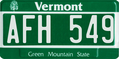 VT license plate AFH549