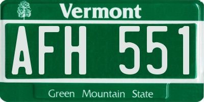 VT license plate AFH551