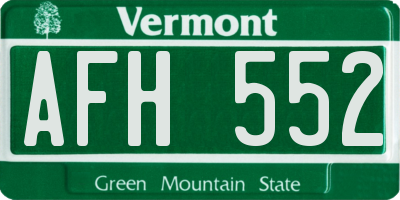 VT license plate AFH552