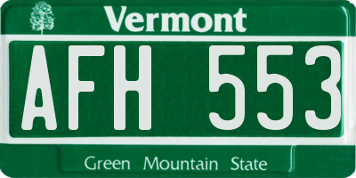 VT license plate AFH553
