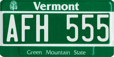 VT license plate AFH555