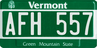 VT license plate AFH557