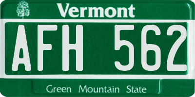 VT license plate AFH562