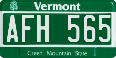 VT license plate AFH565