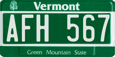 VT license plate AFH567