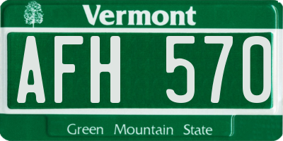 VT license plate AFH570