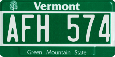 VT license plate AFH574