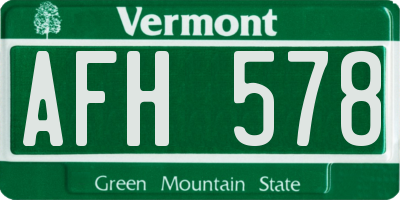 VT license plate AFH578