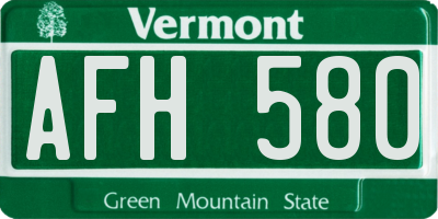 VT license plate AFH580