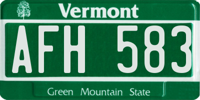 VT license plate AFH583