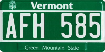 VT license plate AFH585