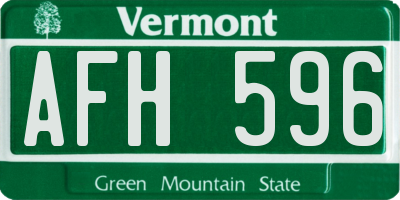 VT license plate AFH596