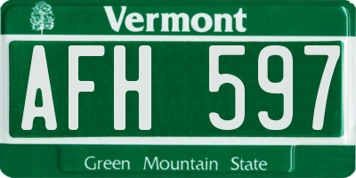 VT license plate AFH597