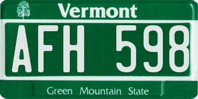 VT license plate AFH598