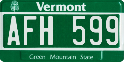 VT license plate AFH599