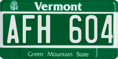 VT license plate AFH604