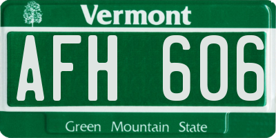VT license plate AFH606