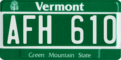 VT license plate AFH610