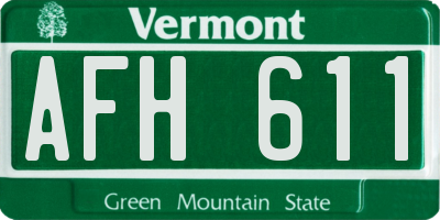 VT license plate AFH611