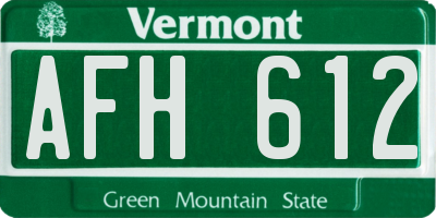 VT license plate AFH612