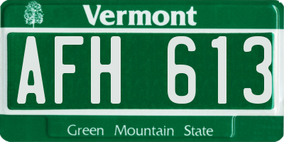 VT license plate AFH613