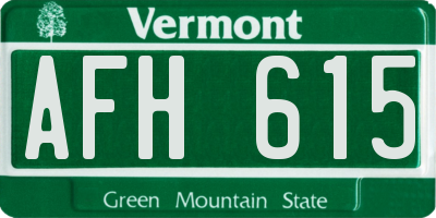 VT license plate AFH615
