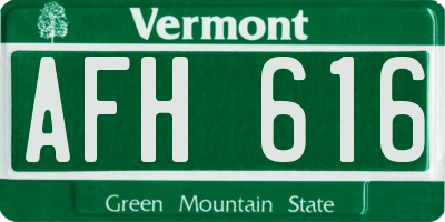 VT license plate AFH616