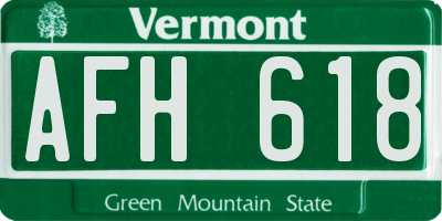 VT license plate AFH618